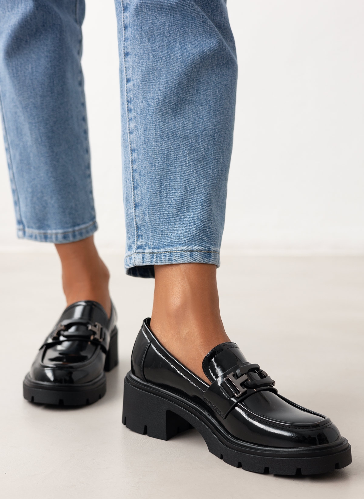 DAME ROSE Loafers λουστρίνι με τακούνι - Μαύρο