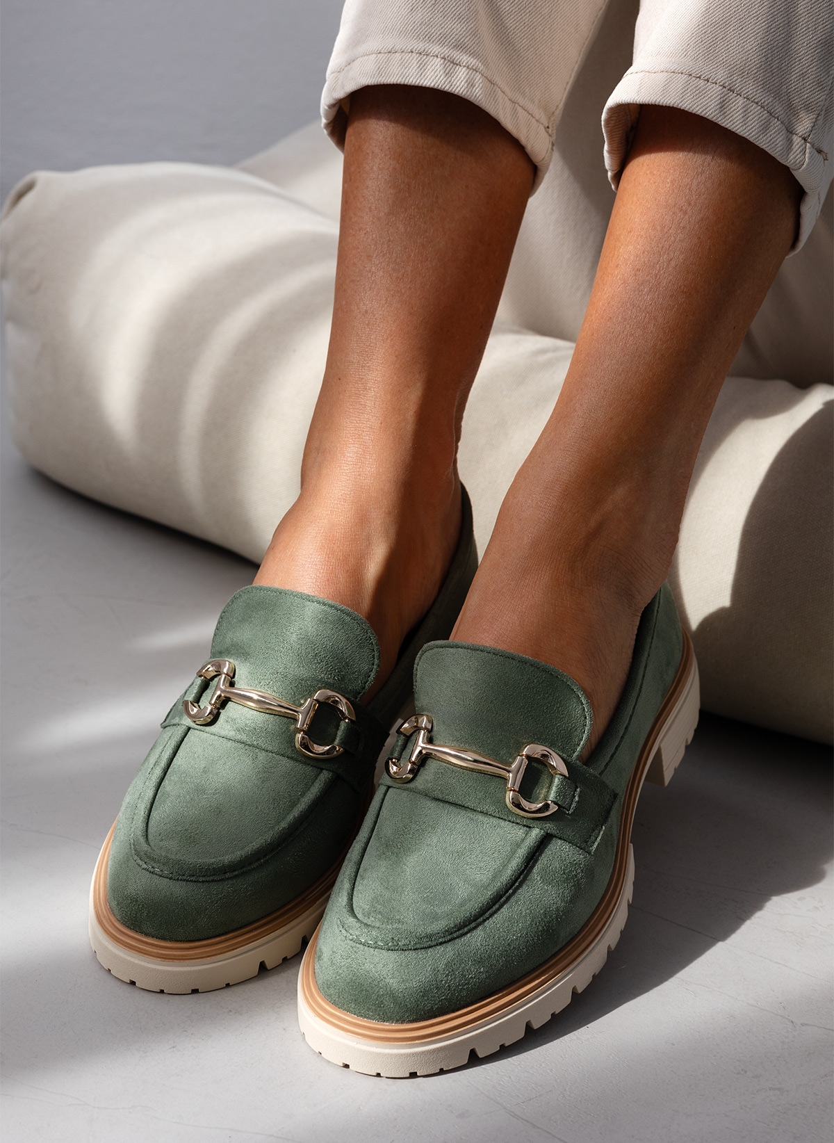 Loafers suede με μεταλλικό σχέδιο - Πράσινο φωτογραφία