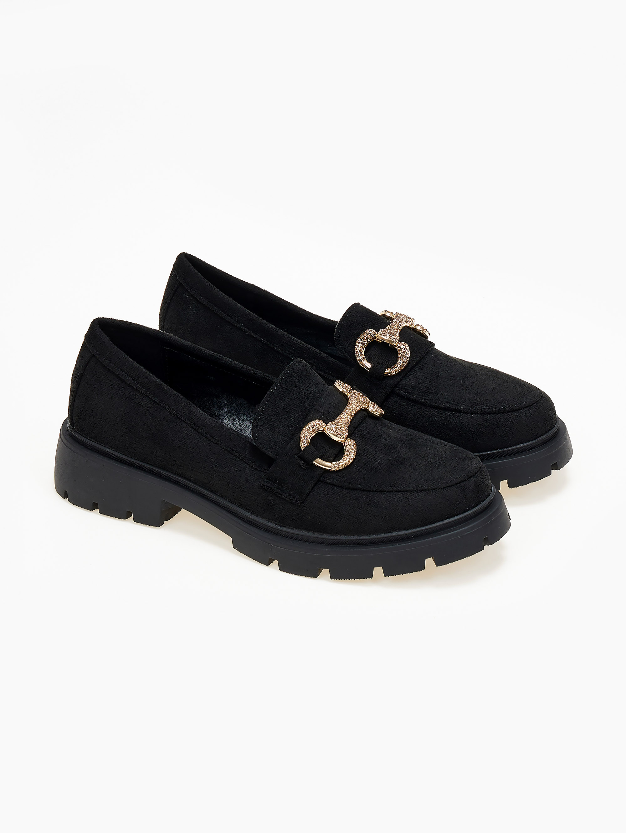 Loafers suede με στρας - Μαύρο φωτογραφία