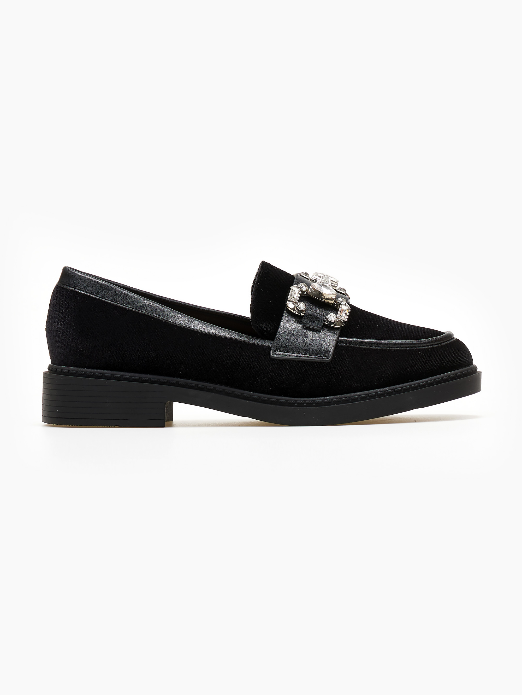 Παπούτσια > Loafers > Φλατ Loafers velvet με πέτρες ERYNN - Μαύρο