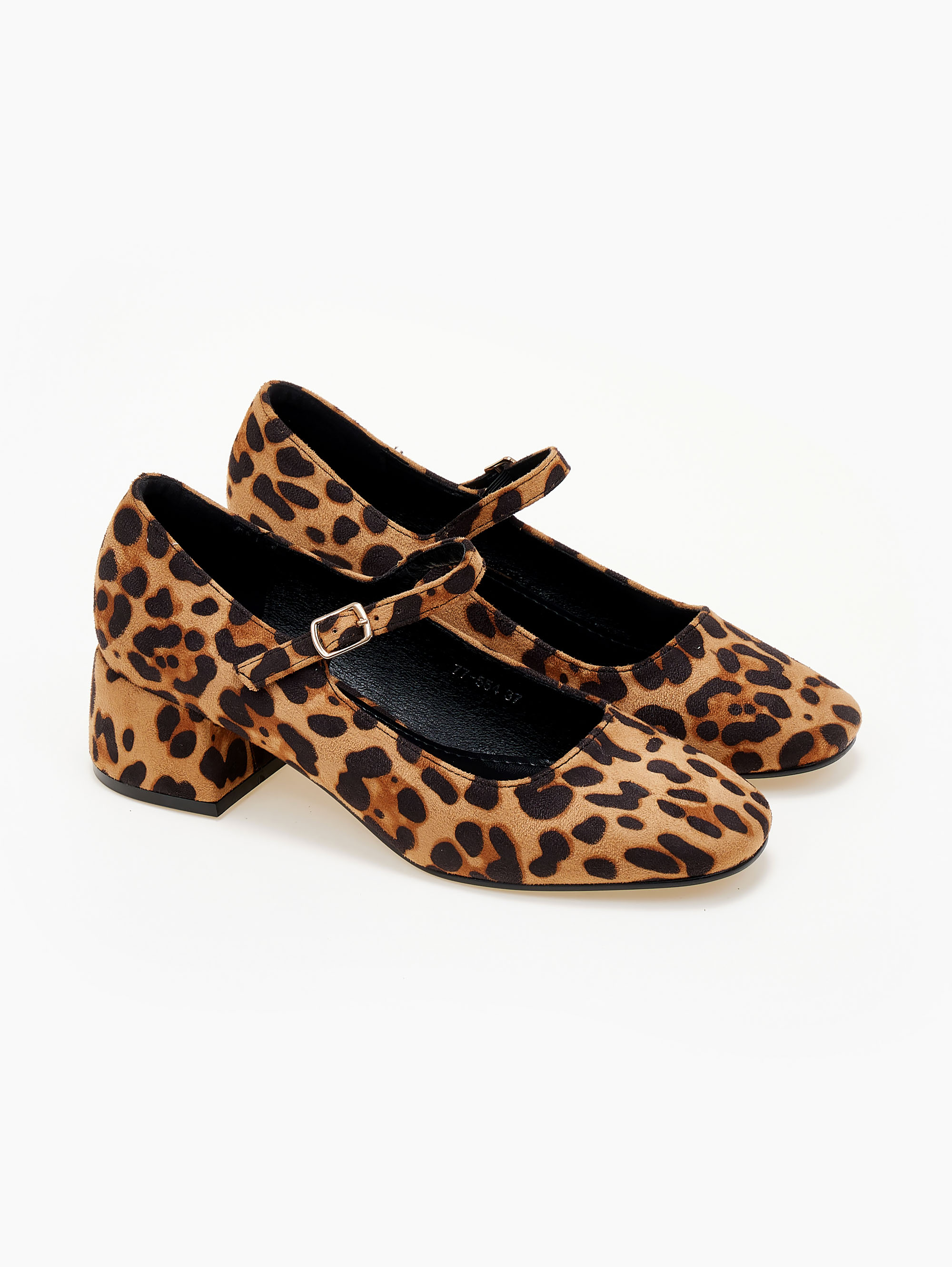 Mary Janes suede με τοκά - Leopard φωτογραφία