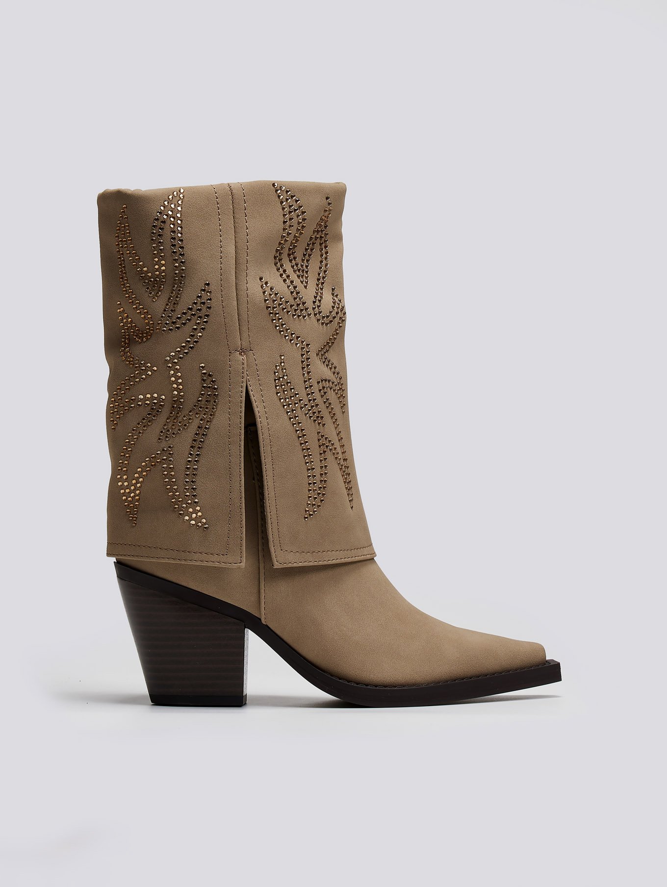 The Fashion Project Μποτάκια western με γύρισμα - Μπεζ