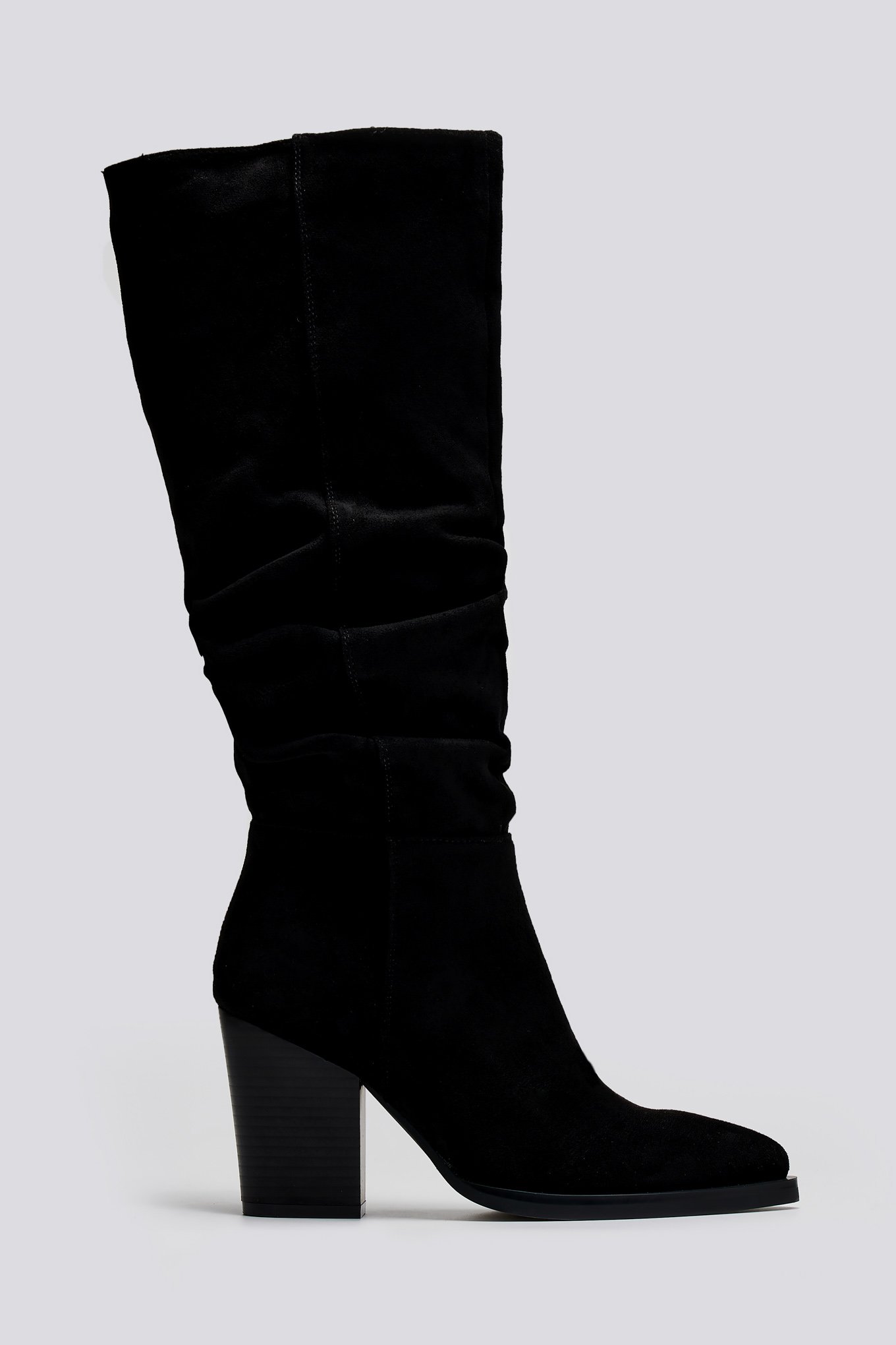 The Fashion Project Μπότες μυτερές suede με τακούνι - Μαύρο