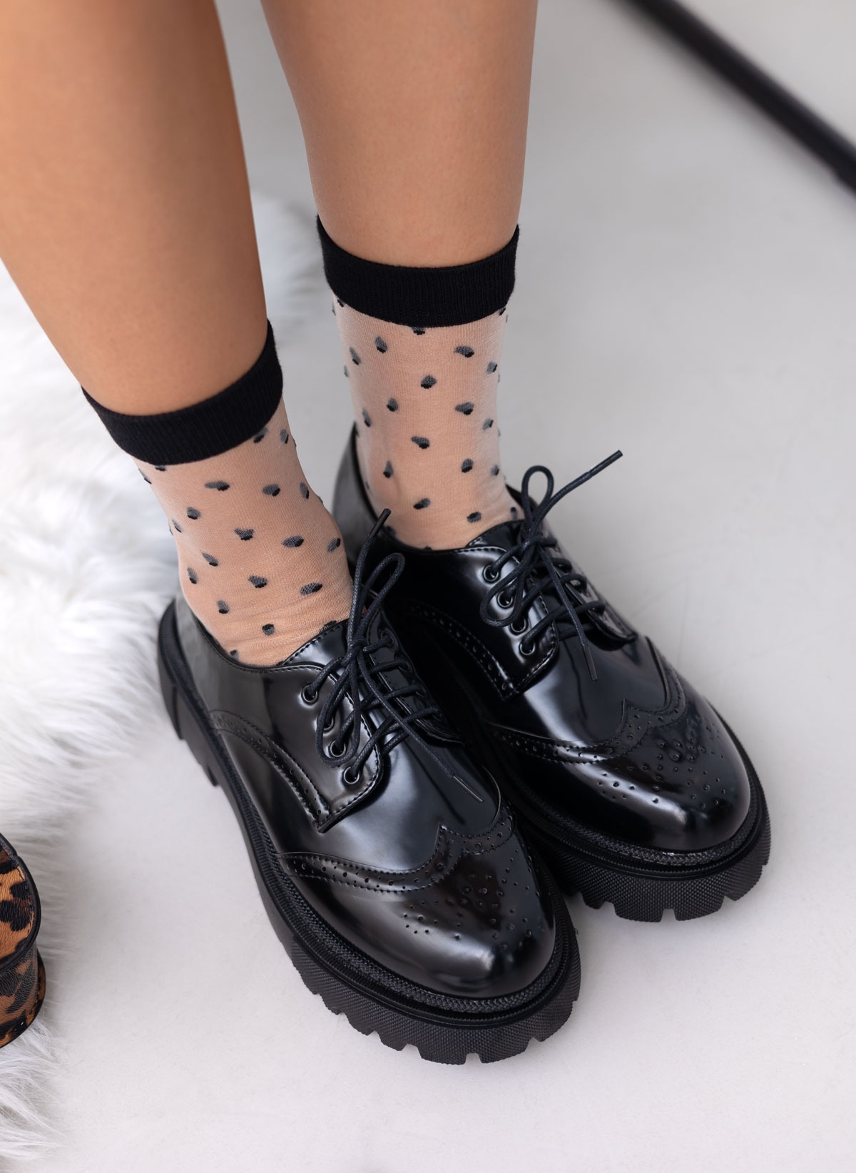 Oxfords chunky φλωρεντίκ με σχέδιο – Μαύρο