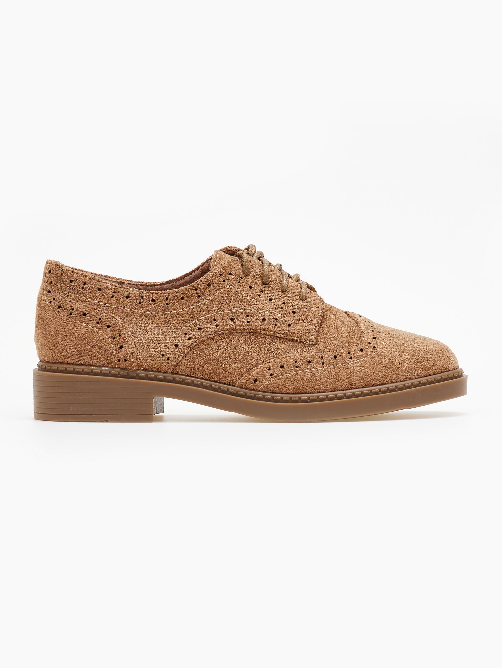 Oxfords suede με σχέδιο – Κάμελ