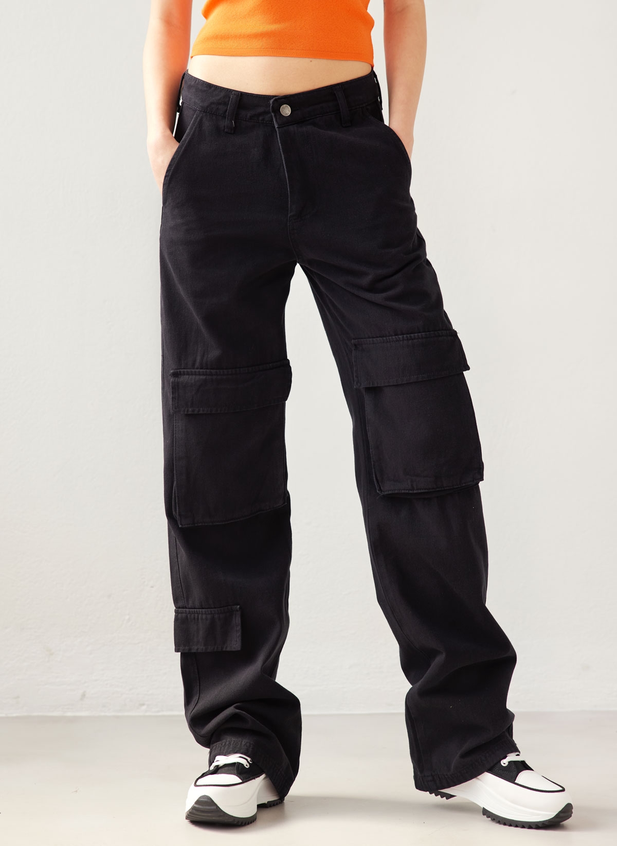 The Fashion Project Παντελόνι τζιν cargo wide leg - Μαύρο