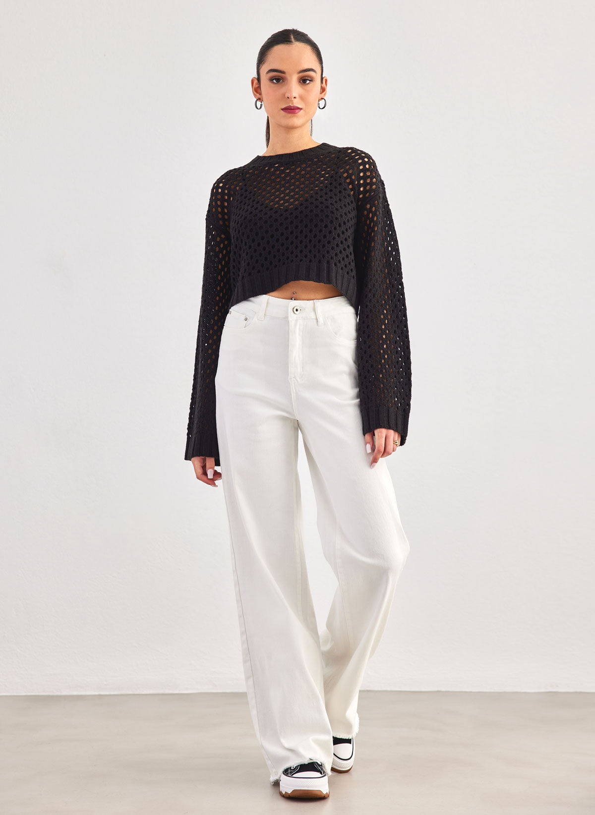 The Fashion Project Παντελόνι τζιν wide leg με ξέφτια - Λευκό