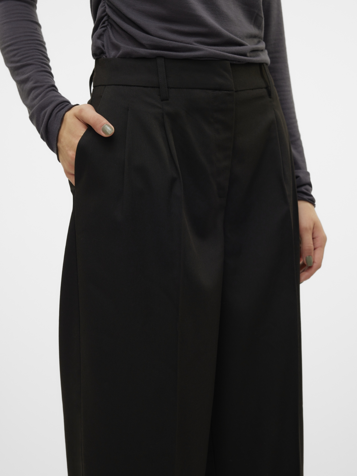 VERO MODA Παντελόνι υφασμάτινο wide leg Vero Moda 10320919 - Μαύρο