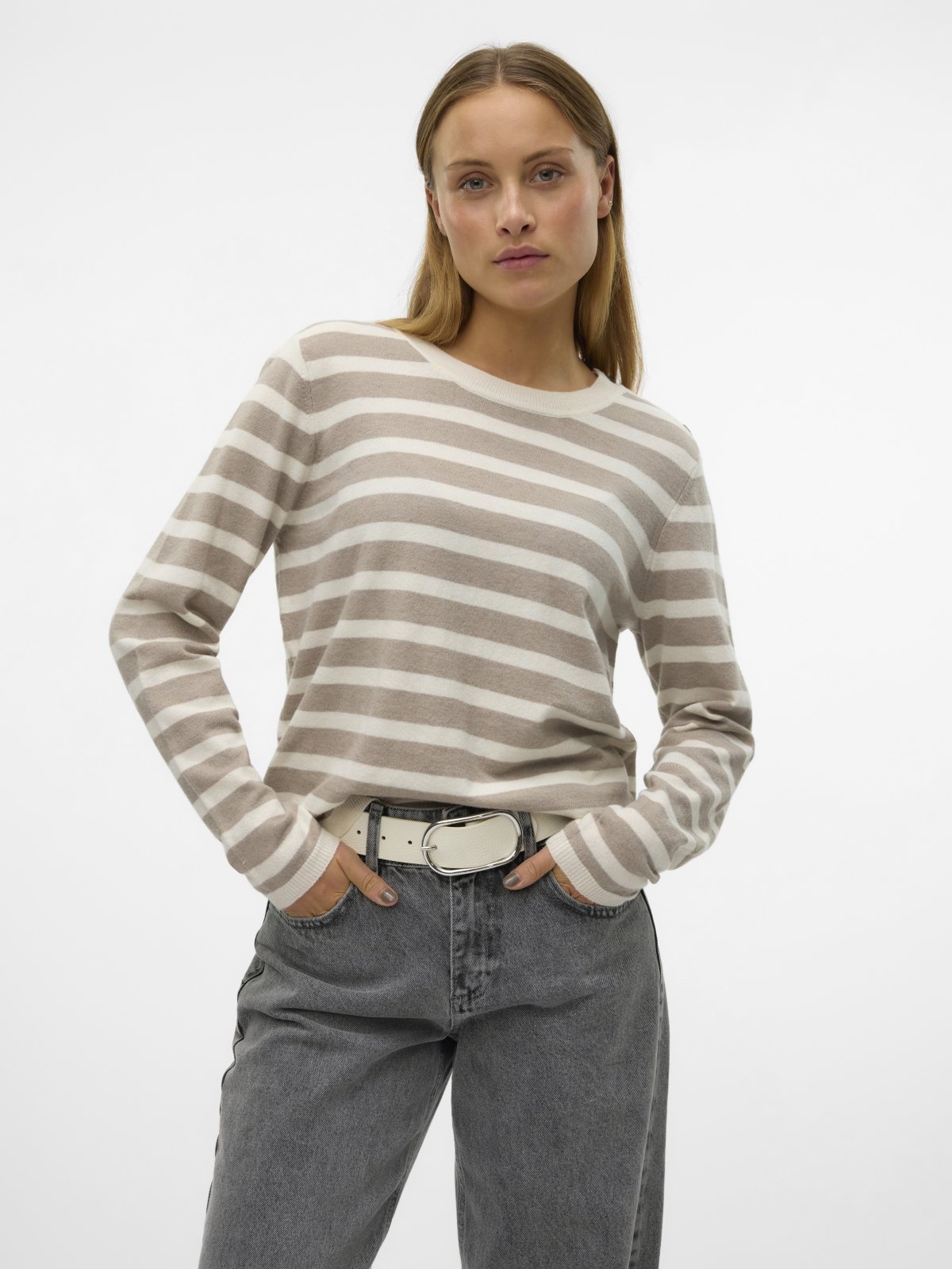 VERO MODA Πουλόβερ με ρίγες Vero Moda 10320637 - Τάουπε