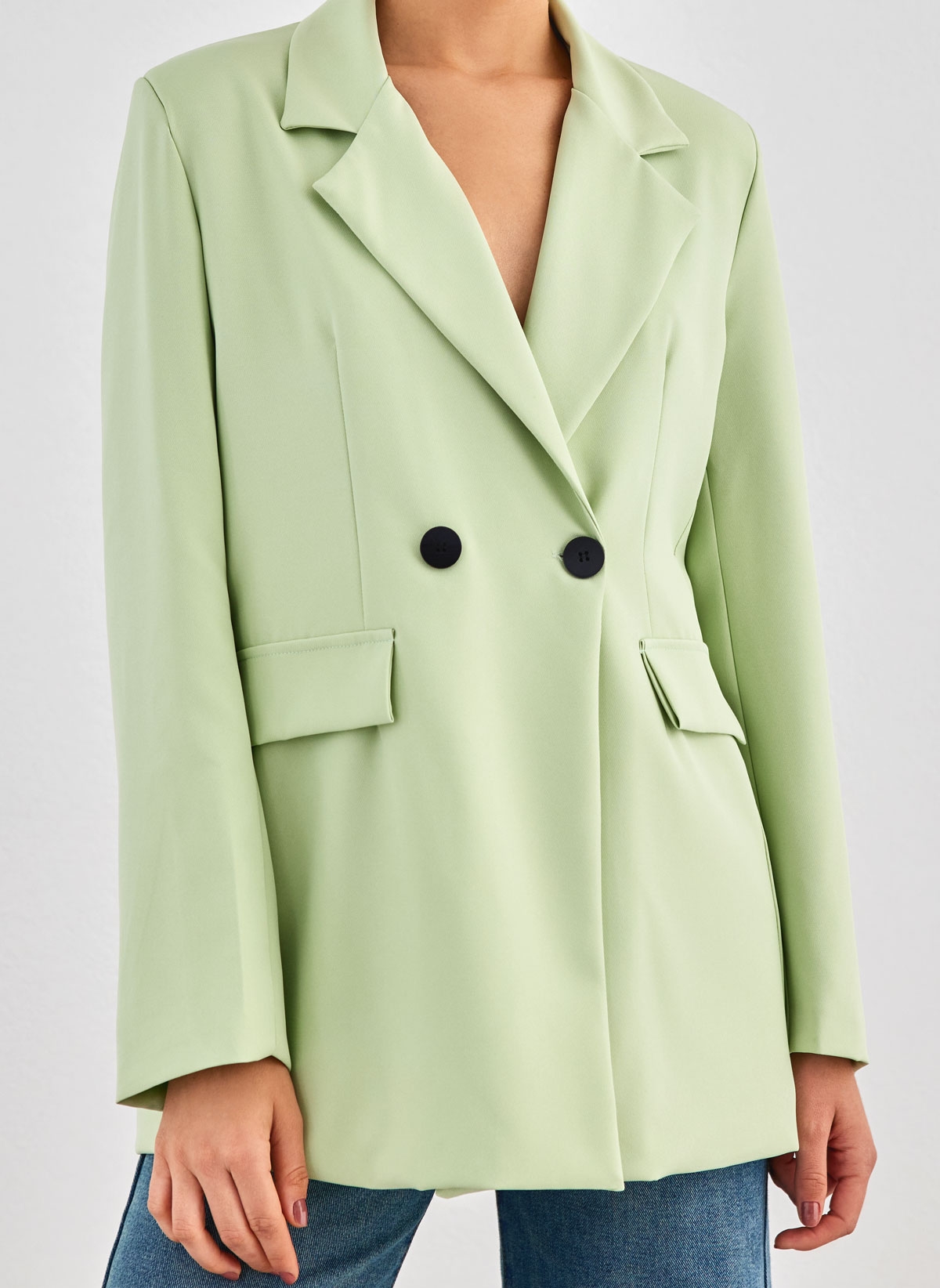 FN-FASHION Σακάκι με σταυρωτό κούμπωμα - Lime