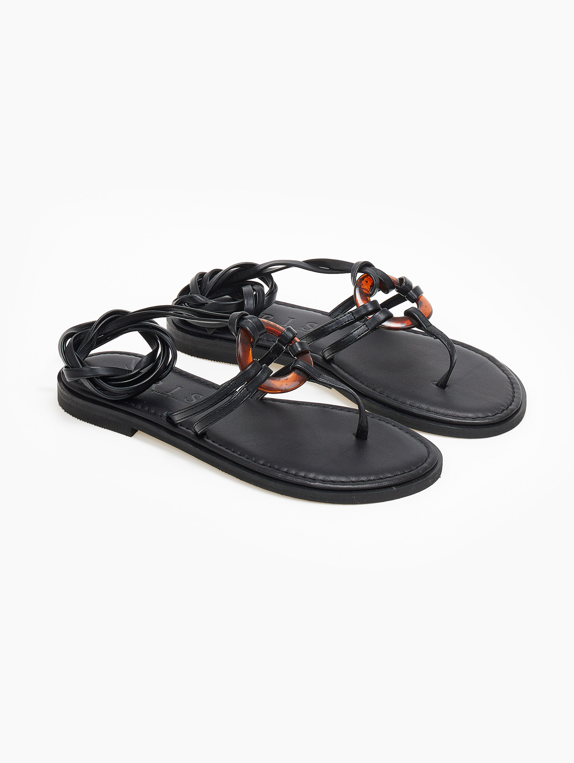 Σανδάλια δερμάτινα με κοκκάλινο σχέδιο Iris sandals - Μαύρο φωτογραφία
