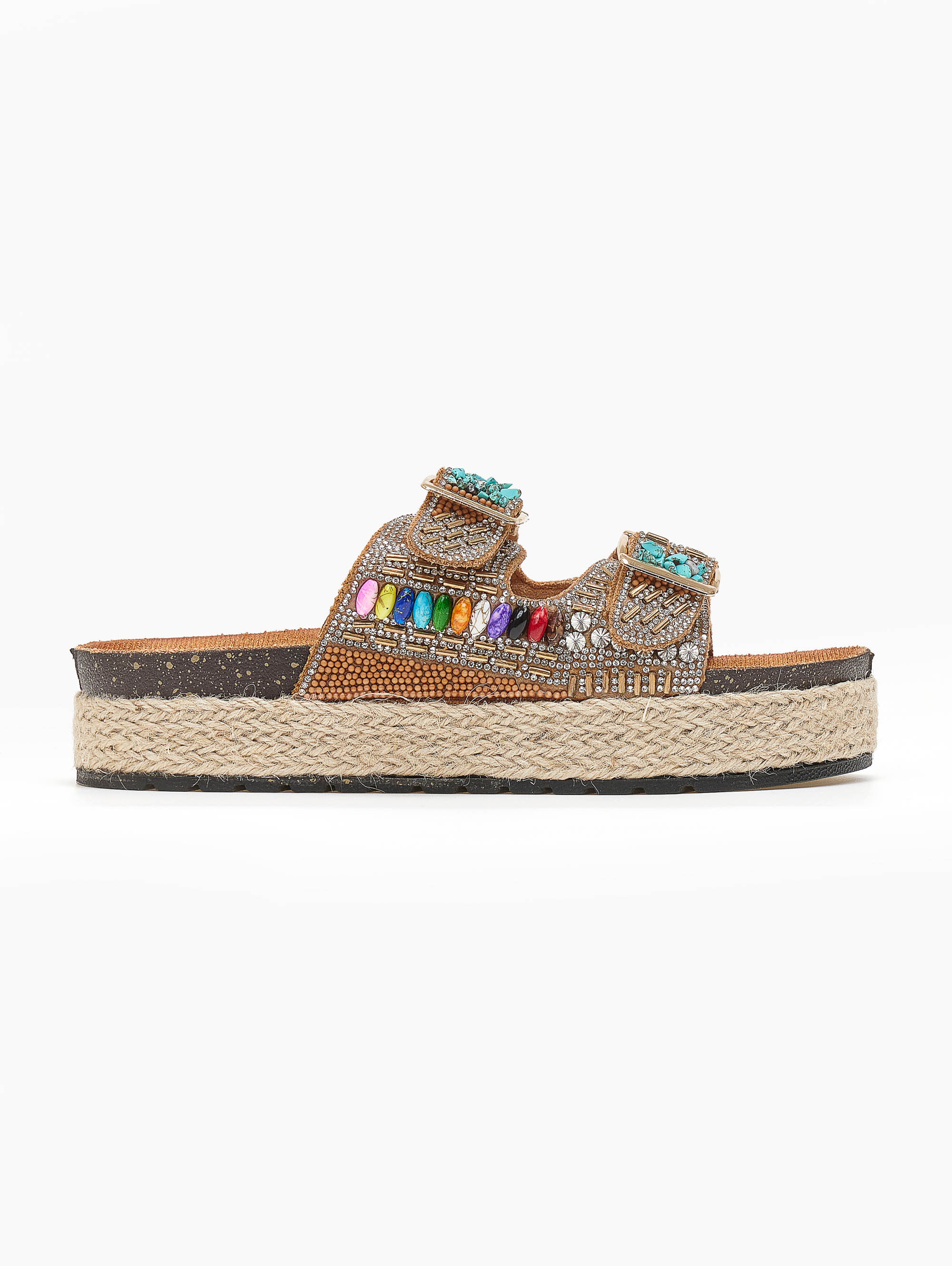 Flatforms με στρας και πέτρες – Κάμελ