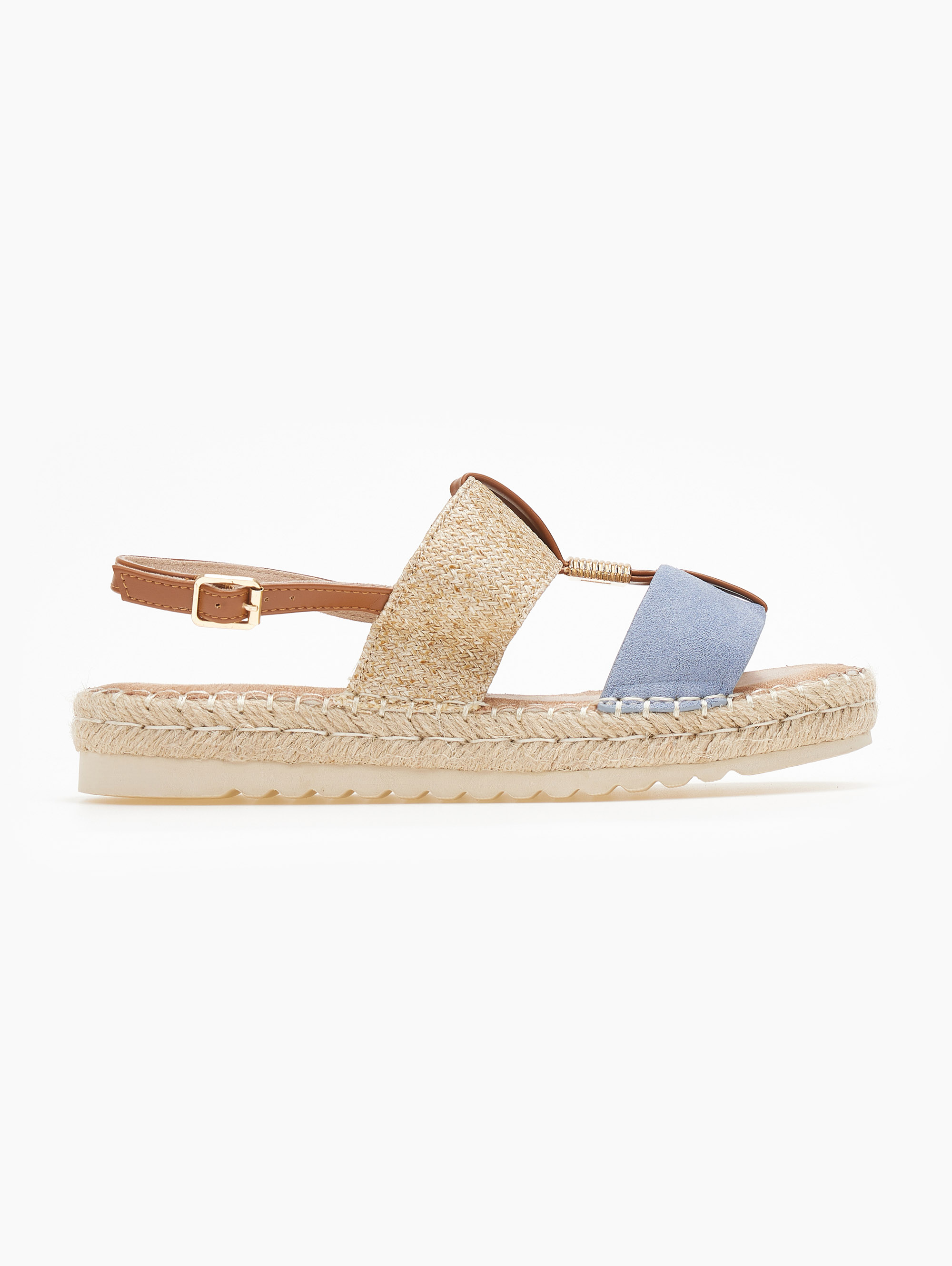 Flatforms suede με σχοίνινη σόλα – Γαλάζιο