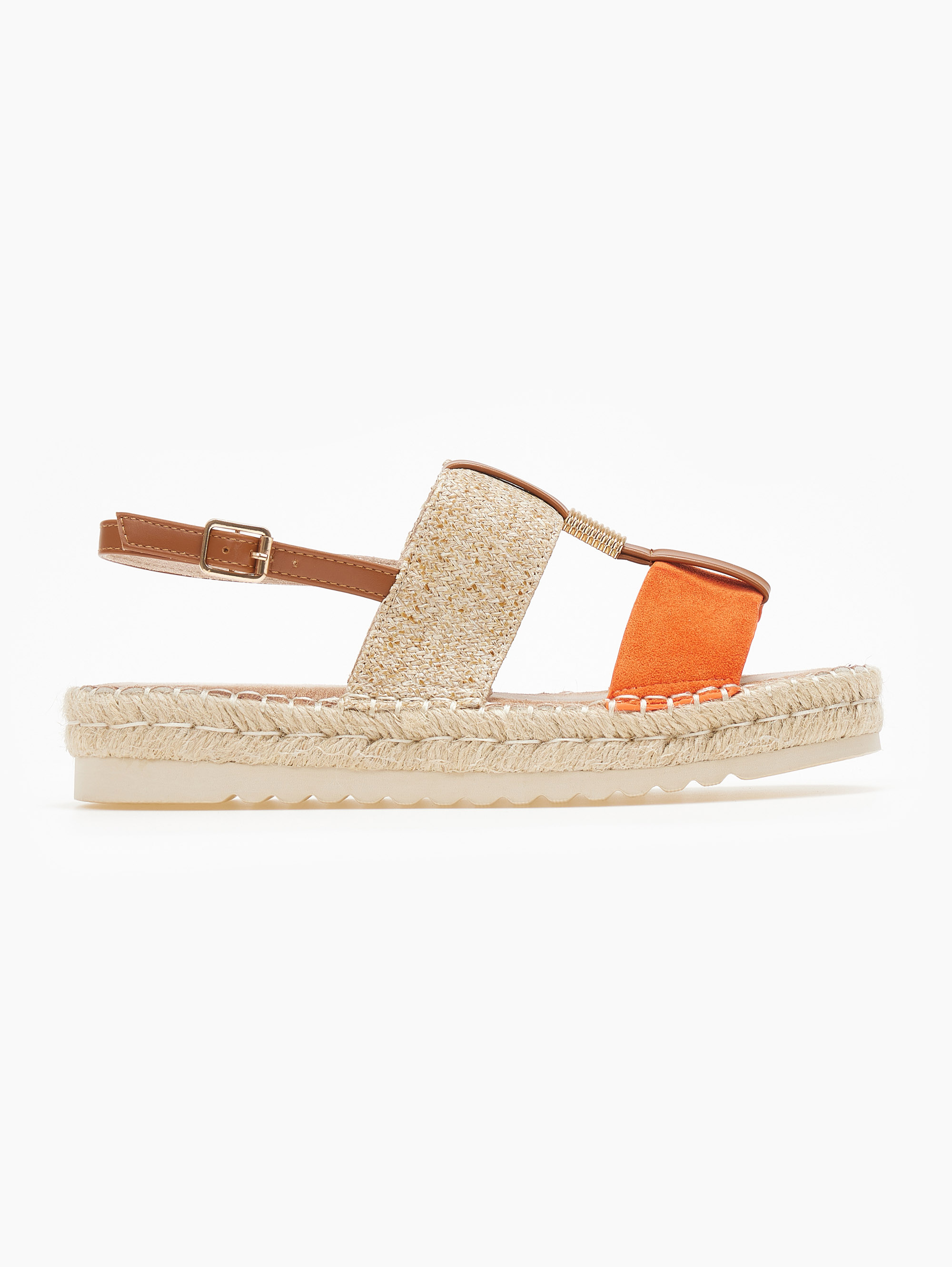 Flatforms suede με σχοίνινη σόλα – Πορτοκαλί