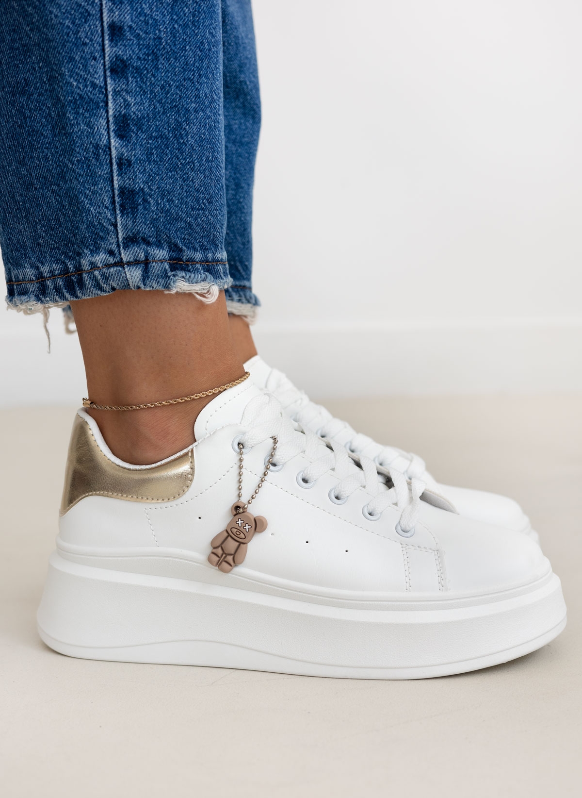 Sneakers flatform με διχρωμία – Χρυσό