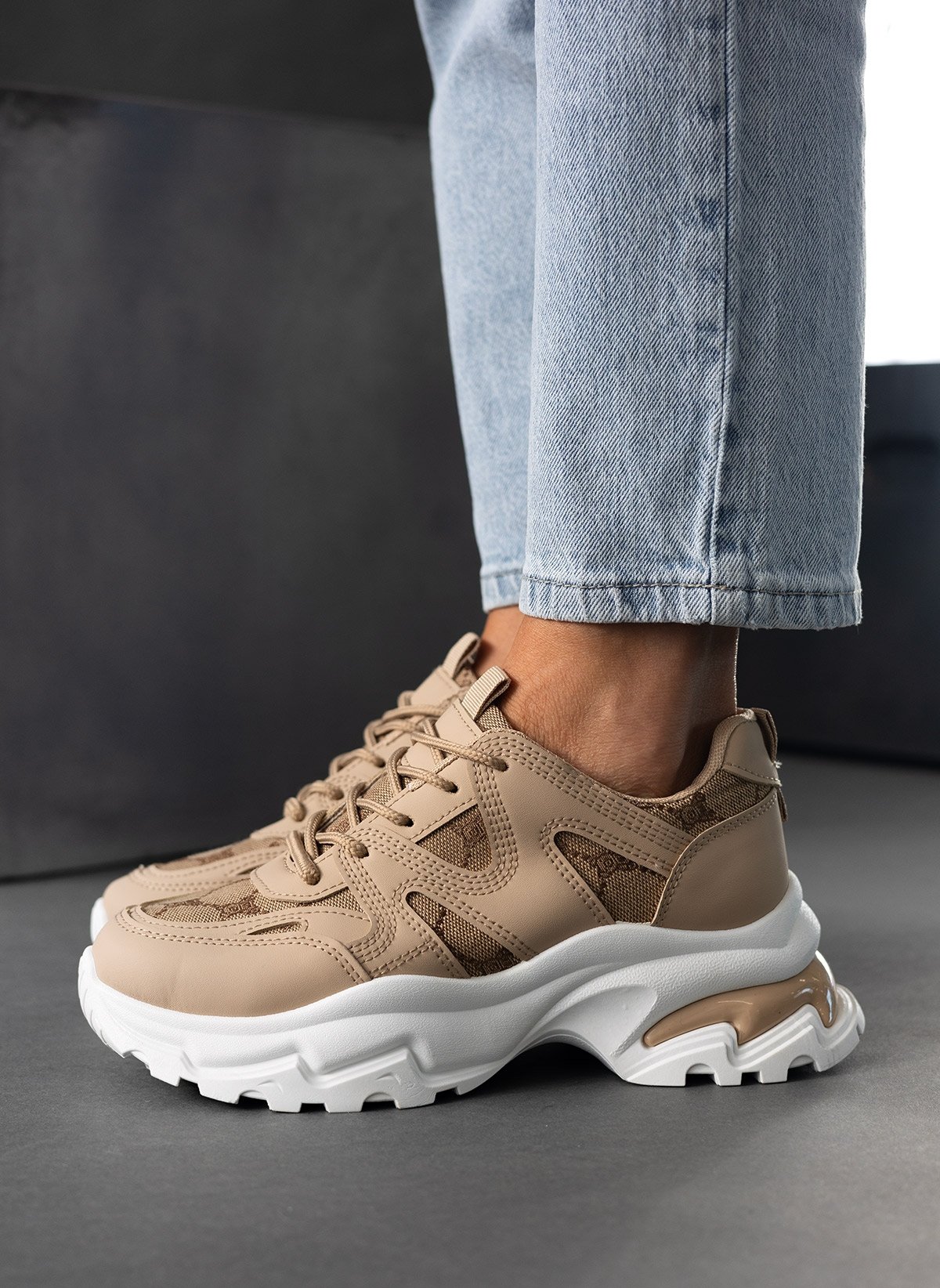 PLATO Sneakers chunky με διχρωμία - Τάουπε