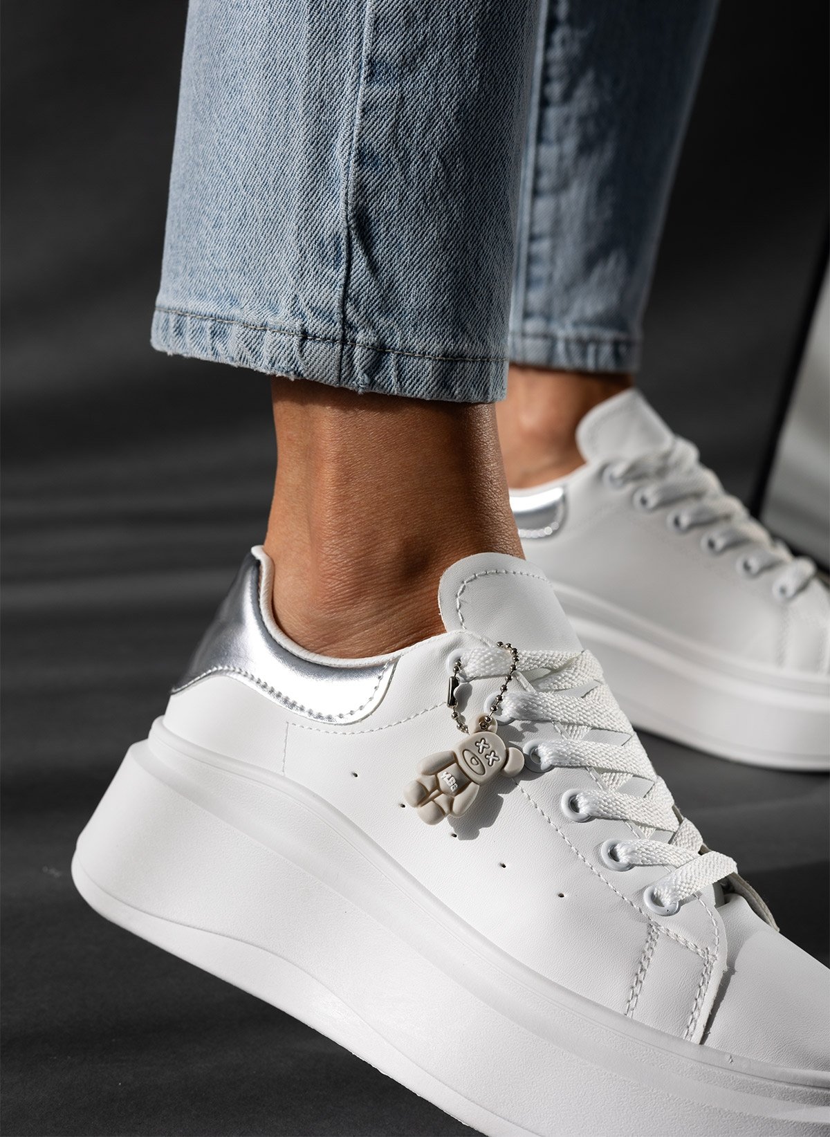 PLATO Sneakers flatforms - Λευκό/Ασημί