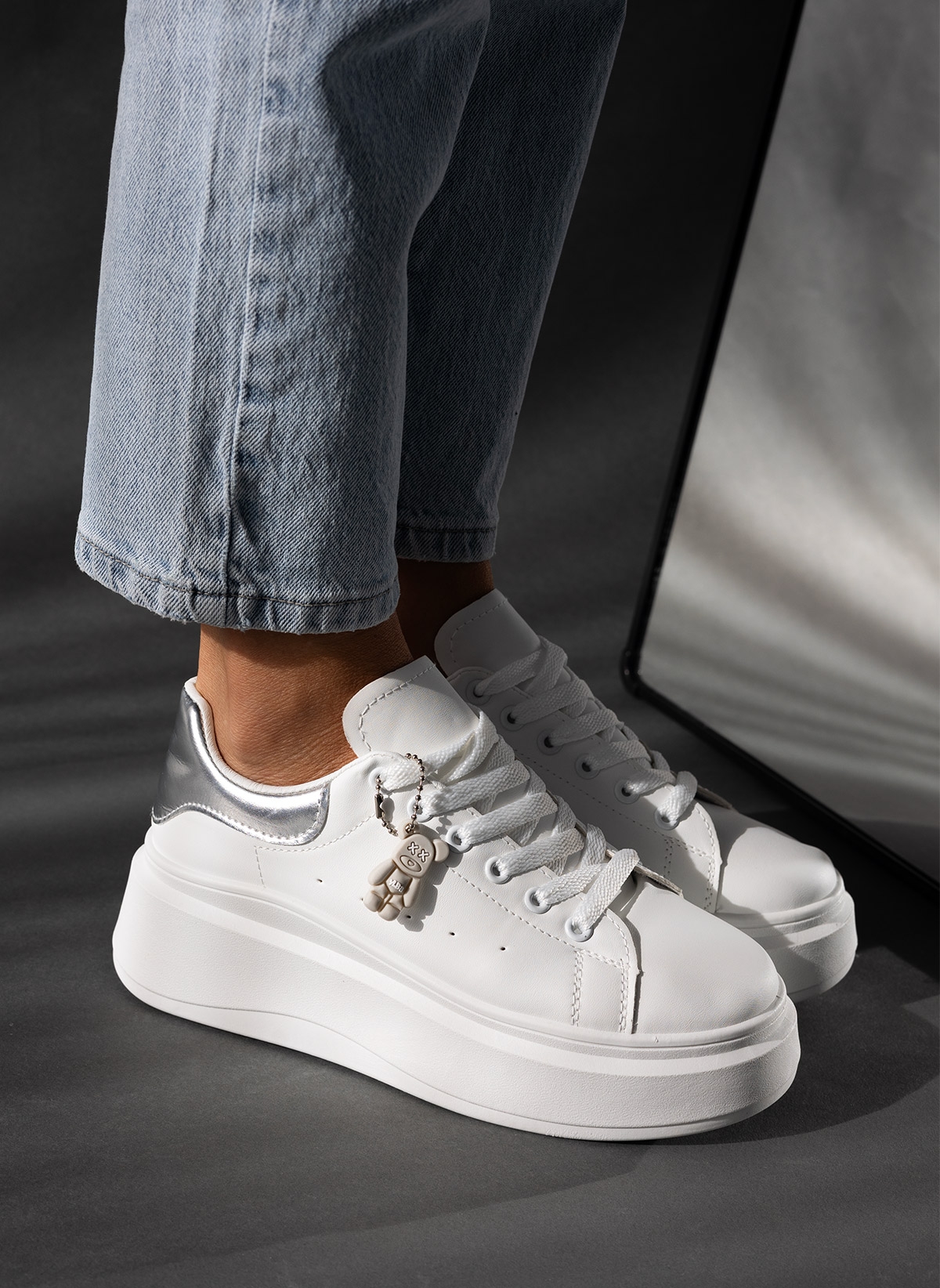 Sneakers flatforms - Λευκό/Ασημί φωτογραφία