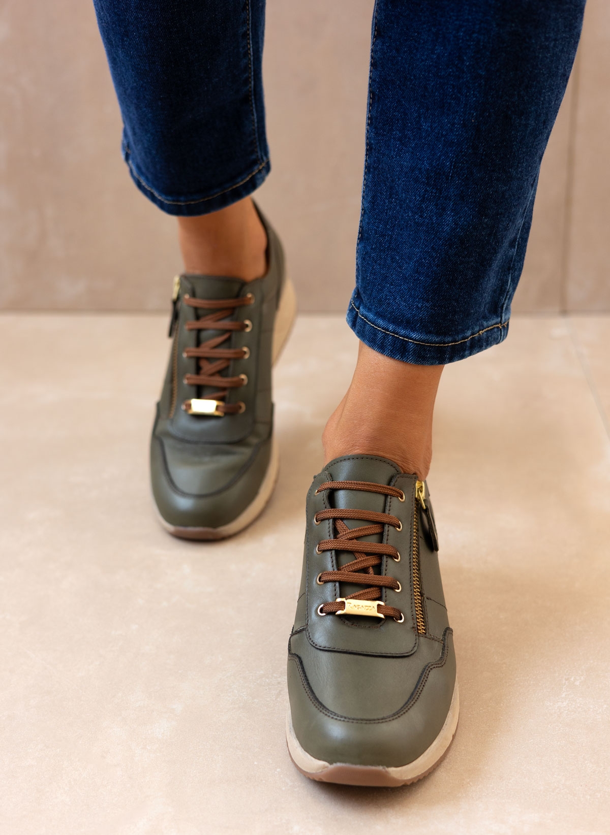 RAGAZZA Sneakers wedges δερμάτινα Ragazza 0322 - Λαδί