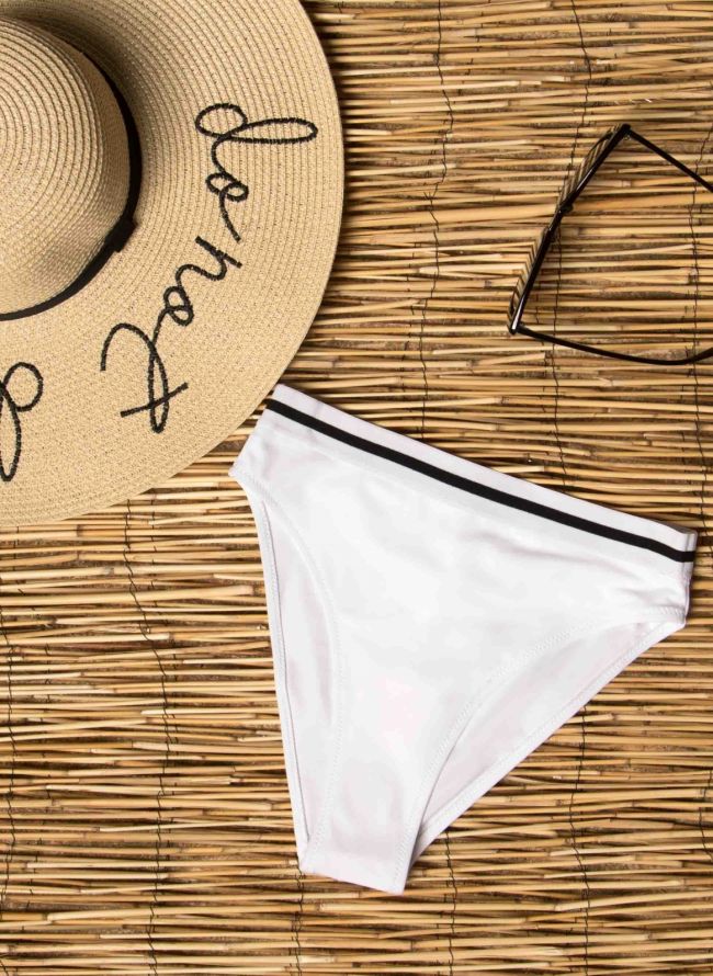 Αθλητικό Μαγιό High Thigh Slip ψιλόμεσο με λάστιχο BP-3062 - Λευκό