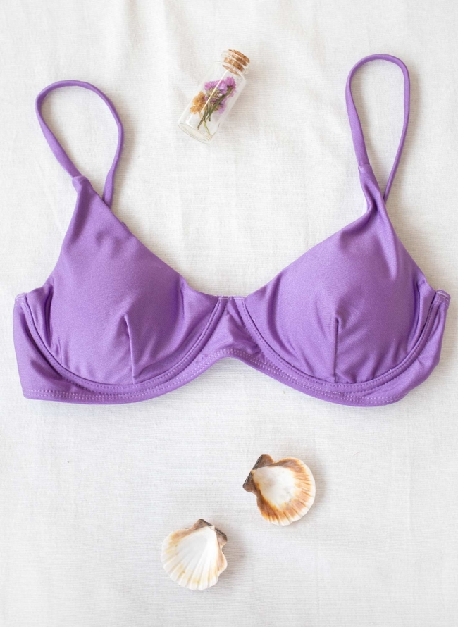 Basic bikini top με μπανέλα - Λιλά