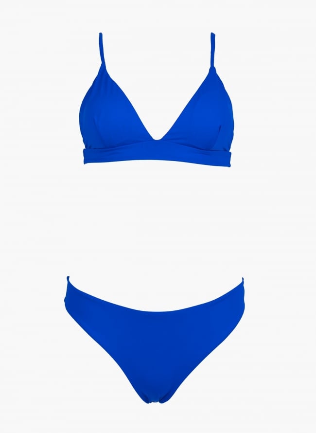 Bikini set basic με τριγωνάκι - Μπλε