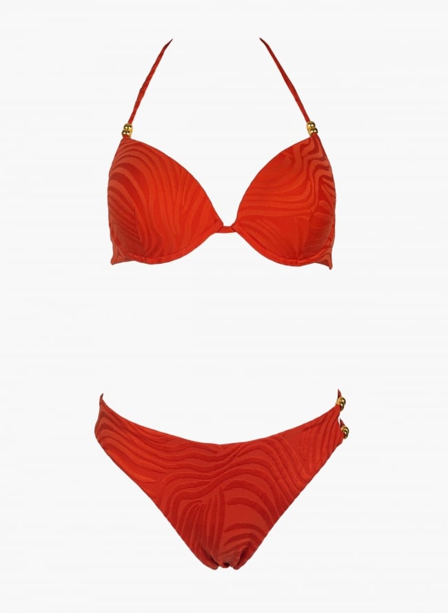 Bikini set με ανάγλυφο pattern - Πορτοκαλί