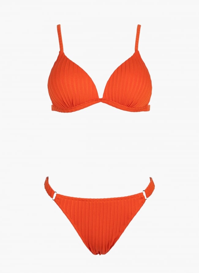 Bikini set με ανάγλυφο σχέδιο - Πορτοκαλί