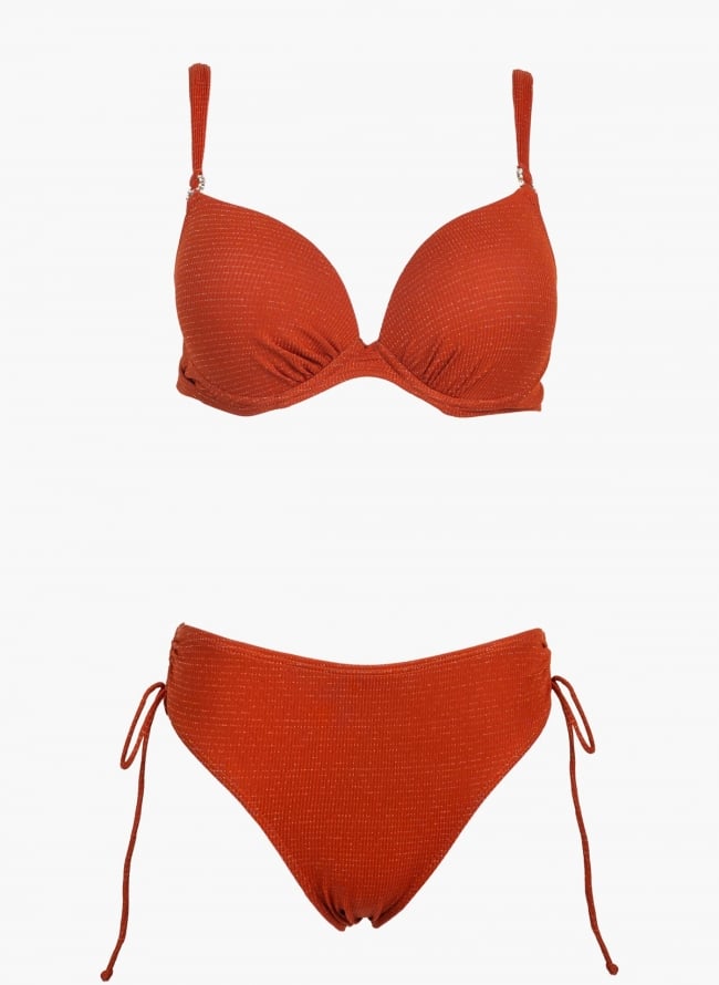 Bikini set με στρας κρίκο - Κεραμιδί