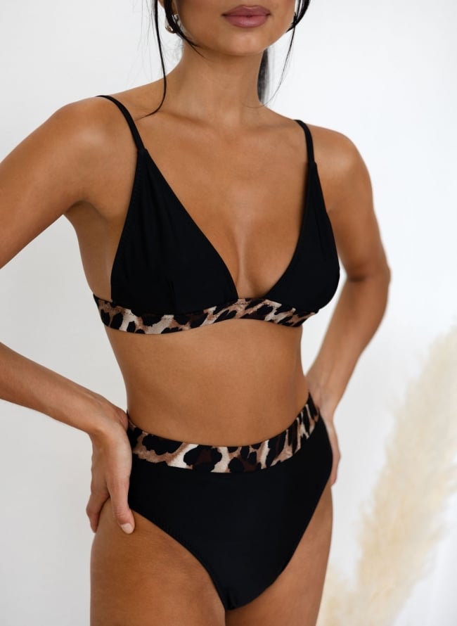 Bikini Set ψηλόμεσο με τριγωνάκι - Leopard