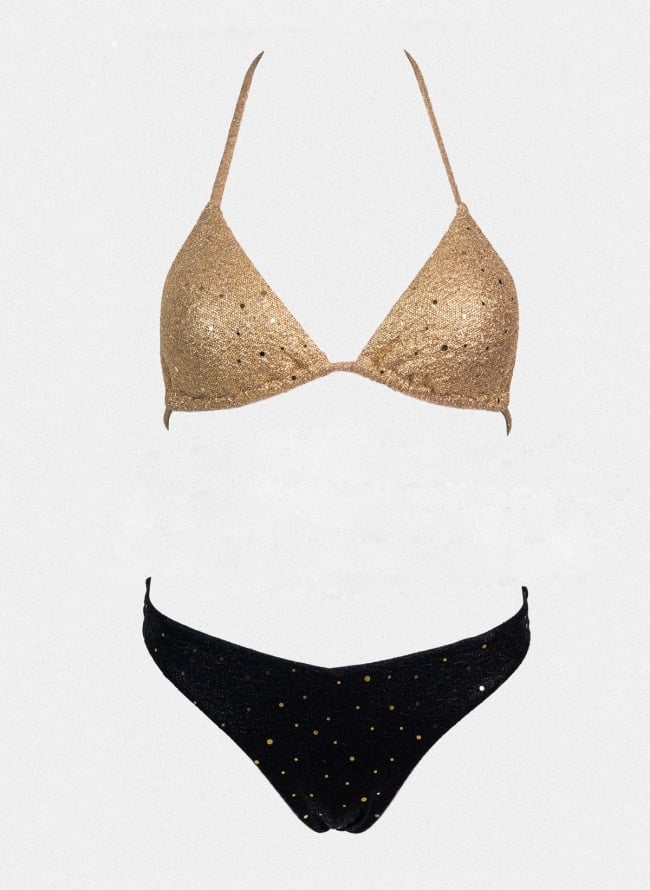 Bikini set γυαλιστερό - Μαύρο/Χρυσό
