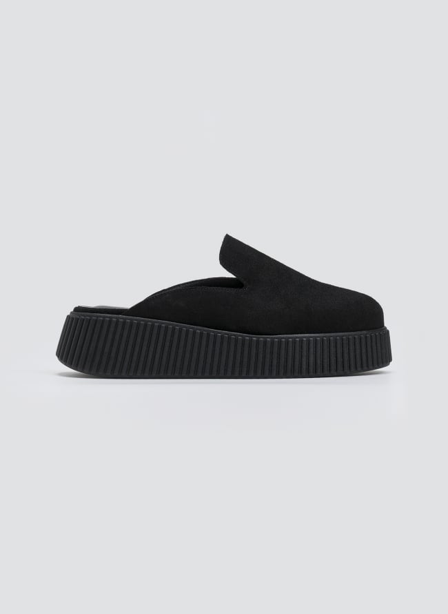 Clogs καστόρινα flatforms Iris  - Μαύρο