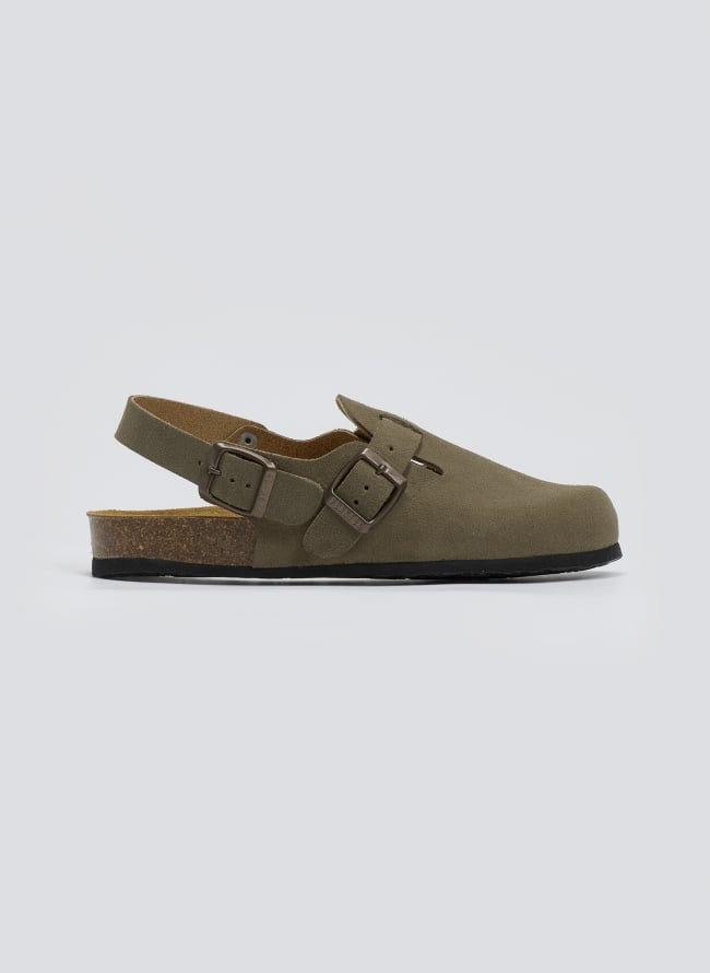Clogs καστόρινα με λουράκι Plakton 181546 - Χακί ανοιχτό