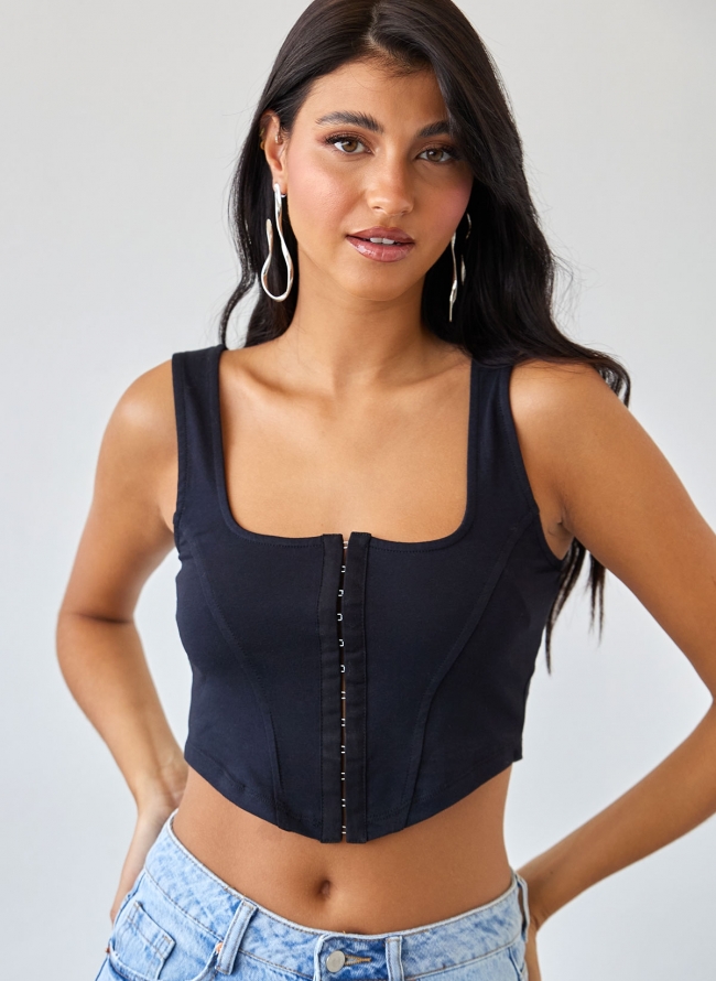 Crop top κορσές Vero Moda 10298861 - Μαύρο