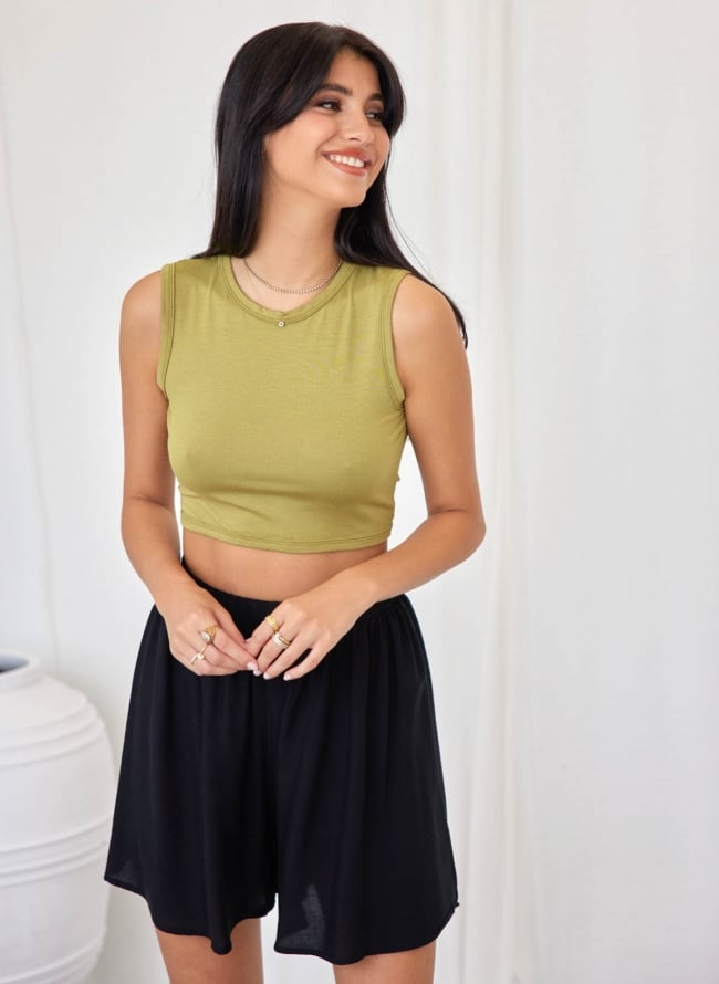 Crop top με ανοιχτή πλάτη Noobass 02-57 - Lime