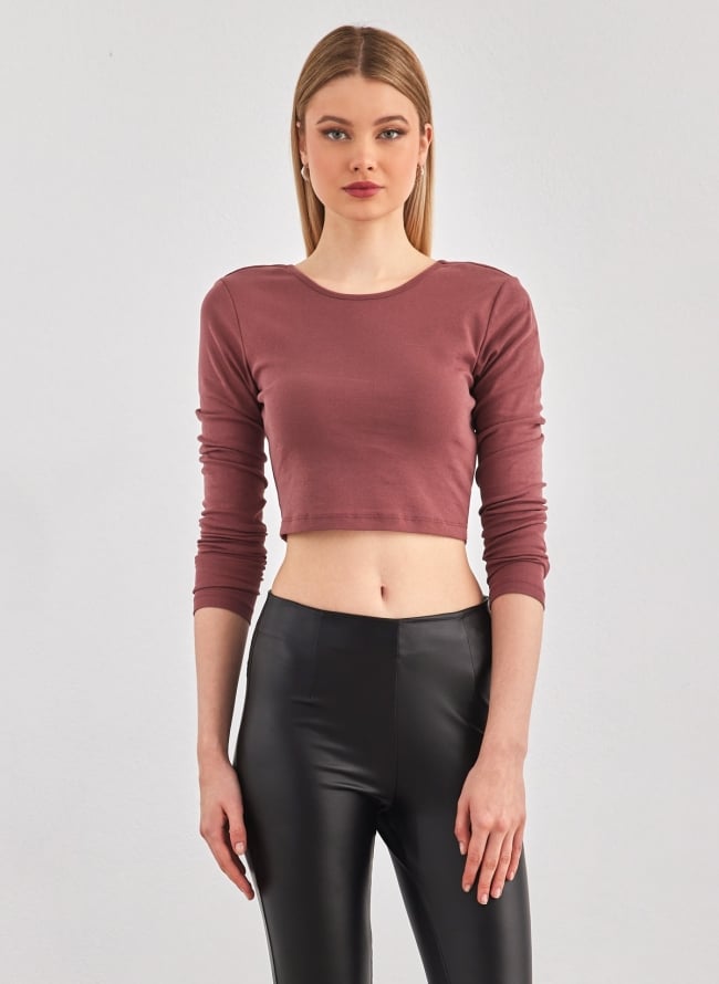 Crop top με ανοιχτή πλάτη ONLY 15264721 - Σάπιο μήλο