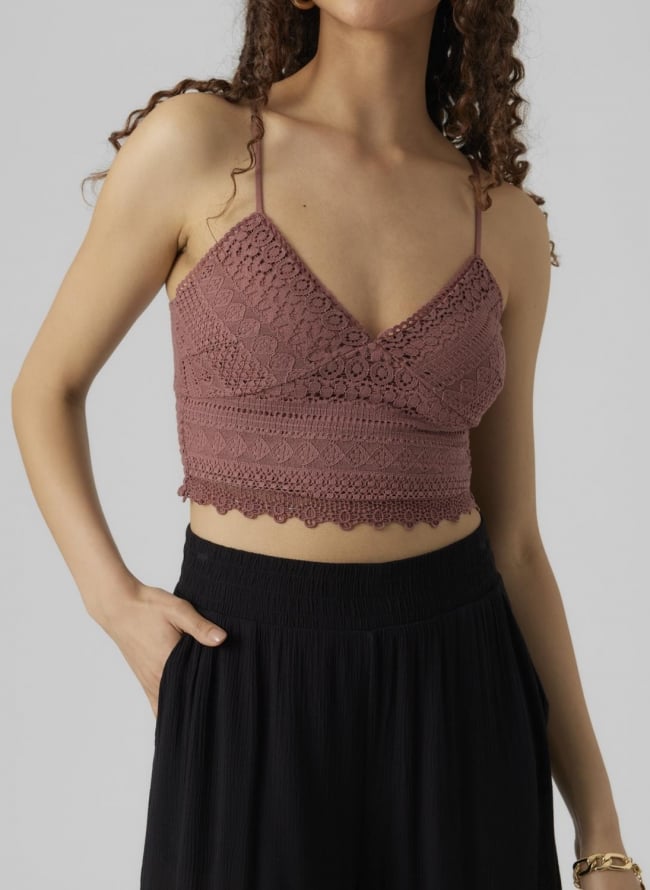 Crop top με δαντέλα VERO MODA 10272481 - Σάπιο μήλο
