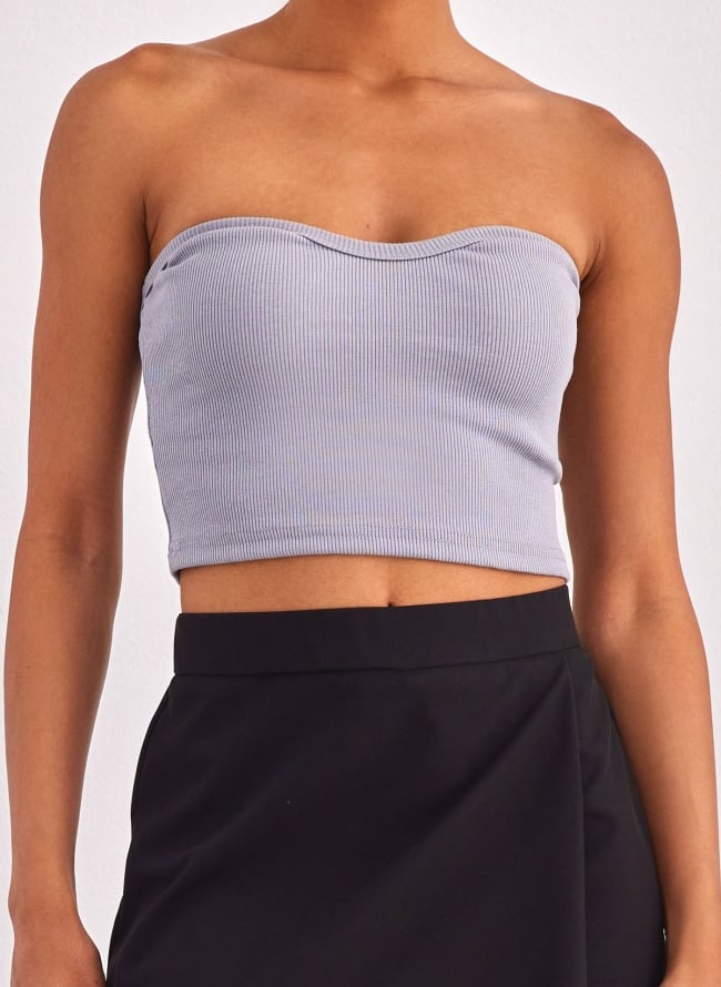 Crop top strapless Noobass 02-68 - Γκρι