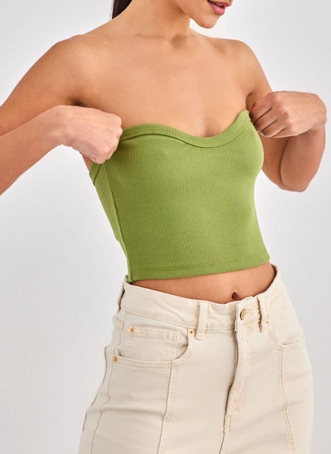 Crop top strapless Noobass 02-68 - Lime