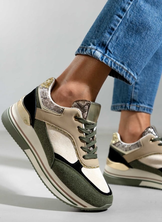 Flatform sneakers σε συνδυασμούς υλικών ERYNN - Χακί