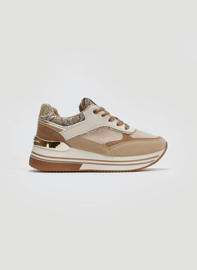 Flatform sneakers σε συνδυασμούς υλικών ERYNN - Τάουπε