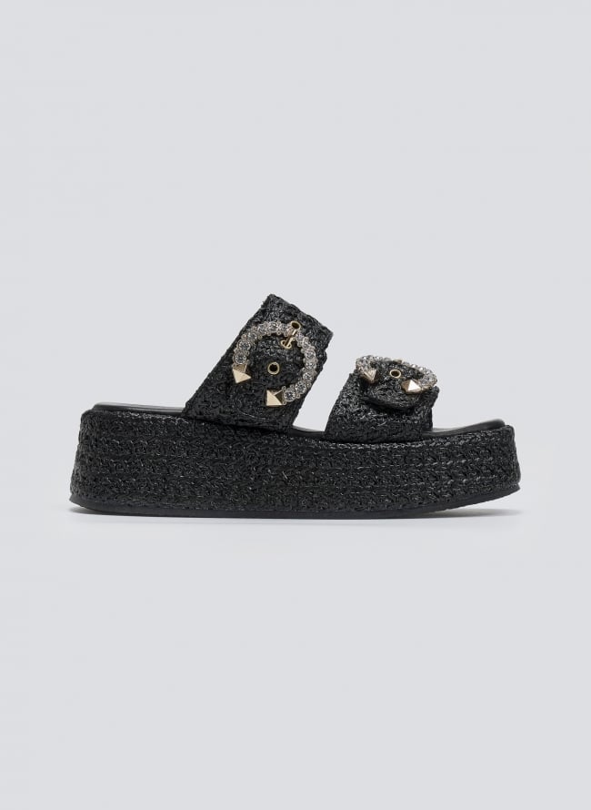 Flatforms σανδάλια με στρας Mariella Fabiani 2503/02 - Μαύρο