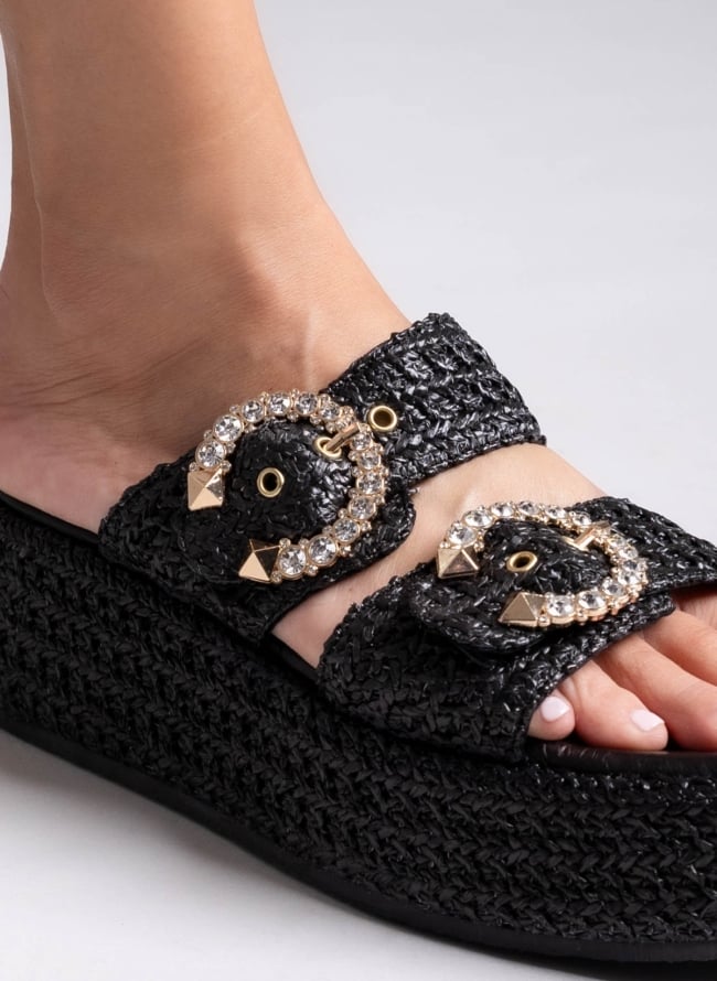 Flatforms σανδάλια με στρας Mariella Fabiani 2503/02 - Μαύρο