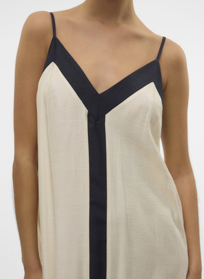 Φόρεμα μάξι με διχρωμία Vero Moda 10329793 - Μπεζ/Μαύρο