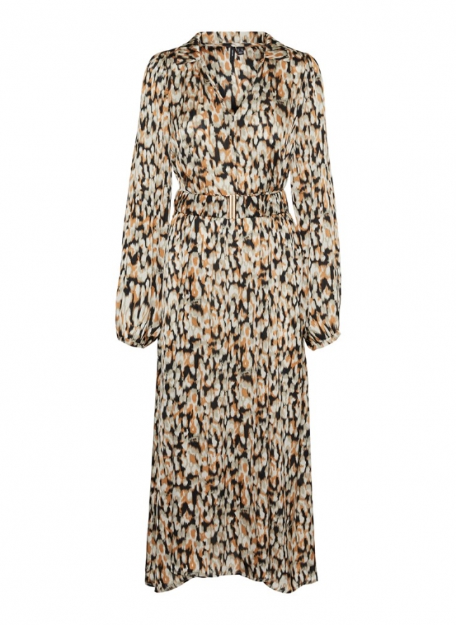 Φόρεμα μάξι σατε΄ν με Print Vero Moda 10297585 - Μπεζ