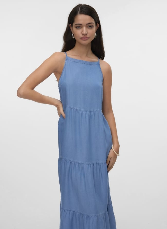 Φόρεμα με denim όψη Vero Moda 10326075 - Μπλε denim