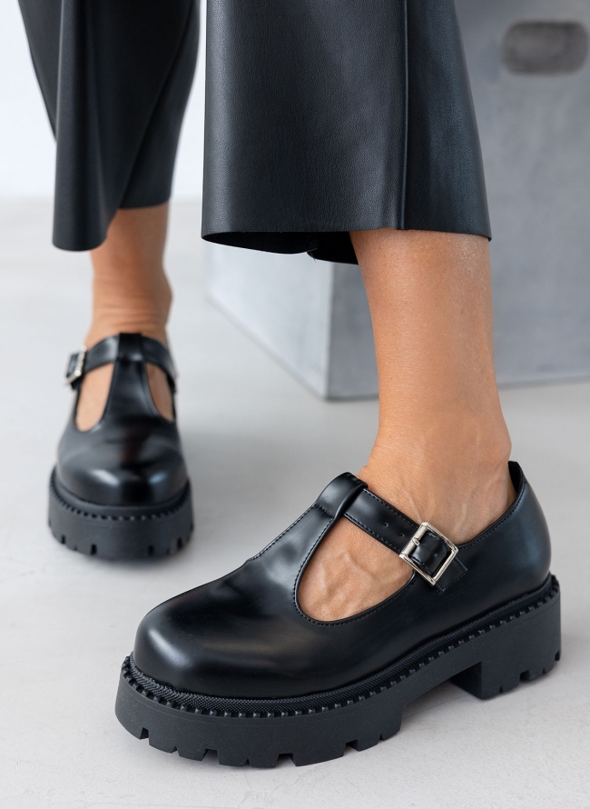 Loafers Mary Janes φλωρεντίκ με chunky σόλα TFP - Μαύρο