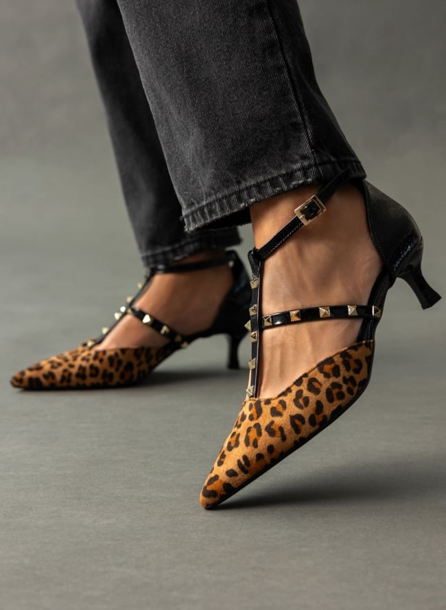 Γόβες μυτερές με τρουκς και print TFP - Leopard