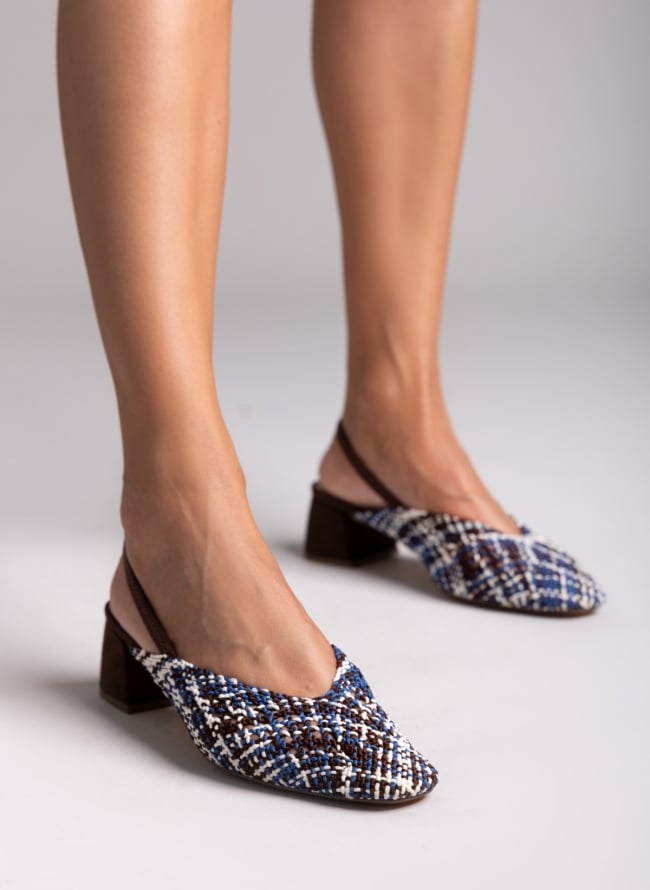 Γόβες slingback με πλεκτό σχέδιο CORINA - Μπλε