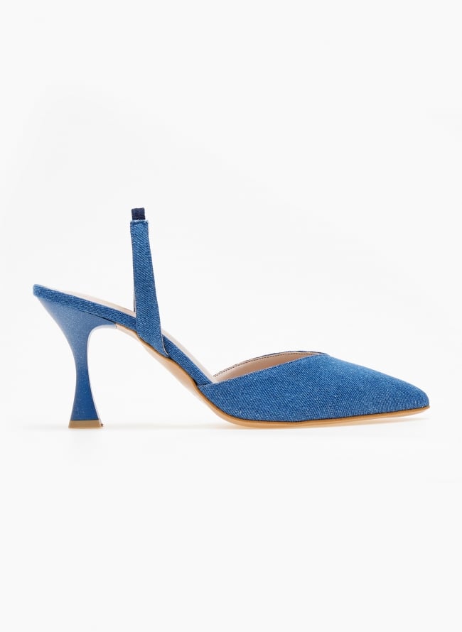 Γόβες τζιν μυτερές slingback TFP - Μπλε jean